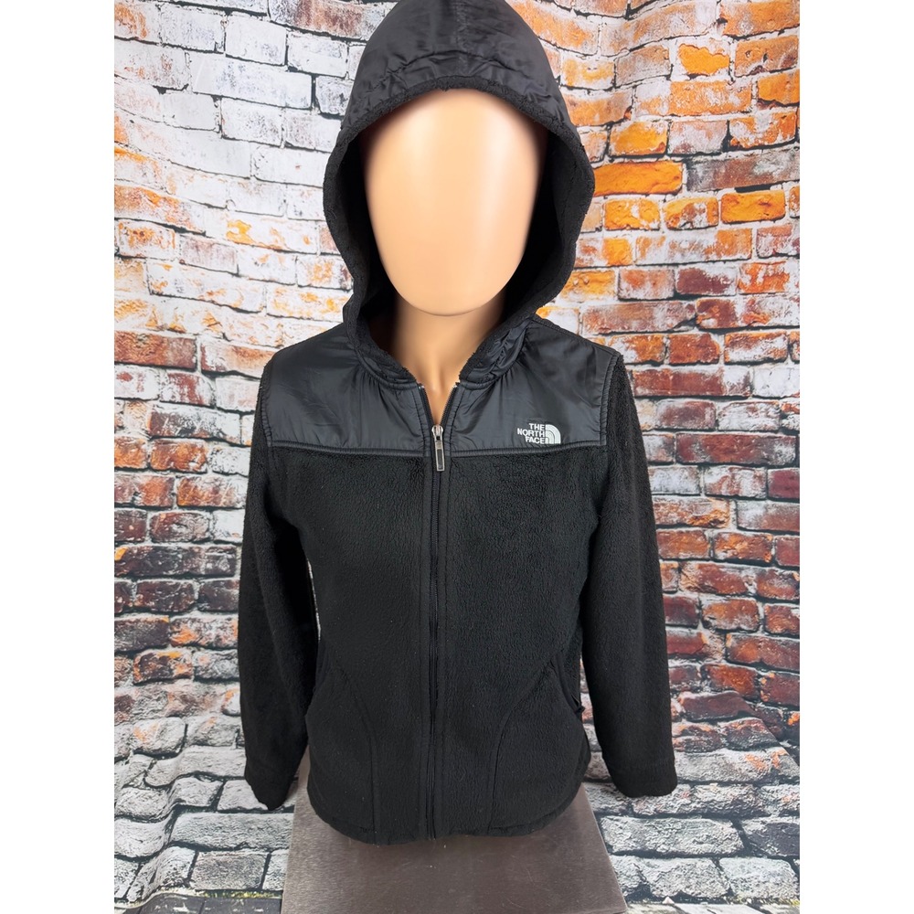 The North Face Womens Denali Hooded Fleece Jacket Black Size Medium Full Zip